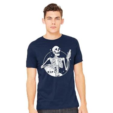 Imagem de TeeFury - Skull Beer - Camiseta masculina Death,, Preto, 3G