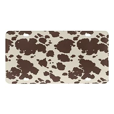 Imagem de GOSTONG Brown Vacas Impressão Novidade Suporte de Placa de Licença Frontal para Homens Mulheres, Alumínio Metal Auto Tag Acessórios de Veículo Protetor Decoração para Ajuste Universal Maioria dos Carros, Caminhão, RV, Trailer