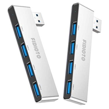 Imagem de Hub USB fino, pacote com 2 adaptadores USB Fidioto de 4 portas (1 hub 3.0, 3 x 2.0), expansor de porta multiUSB para laptop, iMac Pro, MacBook Air, Mac Mini/Pro, notebook, pen drives USB e HDD móvel