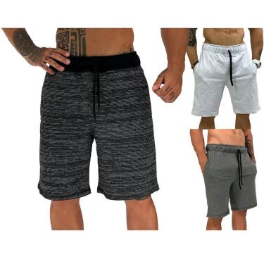 Imagem de Kit 3 Bermudas Moletom e Moletinho MXD Conceito Cores Diversas Opções Básica FullPrint Sport Fit-Masculino