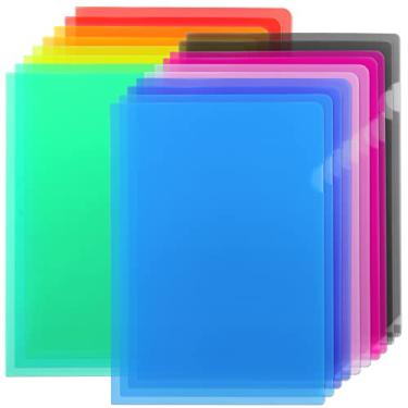 Imagem de 18 pastas de plástico, bolso transparente fosco para projeto, mangas de plástico transparente, 9 cores sortidas, capa de pasta de arquivo L, protetor de papel para escola de escritório, serve para tamanho A4/letra (18, multicolorido)