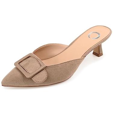 Imagem de Journee Collection Sapato feminino Vianna Kitten Salto Mules bico fino, Cinzento-acastan, 8.5