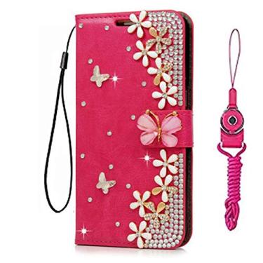 Imagem de Capa para Motorola Moto G52 4G, carteira de couro brilhante feita à mão e alça de pescoço [suporte] [fecho magnético] para Motorola Moto G52 4G capa de telefone (tamanho 7)