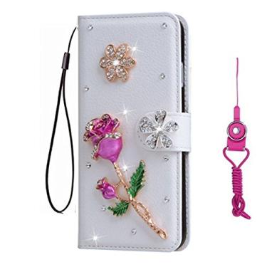 Imagem de Capa para Galaxy J7 V, Galaxy J7 Prime, Galaxy J7 Perx, Galaxy Halo, Galaxy J7 Sky Pro, Galaxy J7 2017 (apenas para a versão dos EUA), capa de couro PU feita à mão para meninas fashion com ranhuras