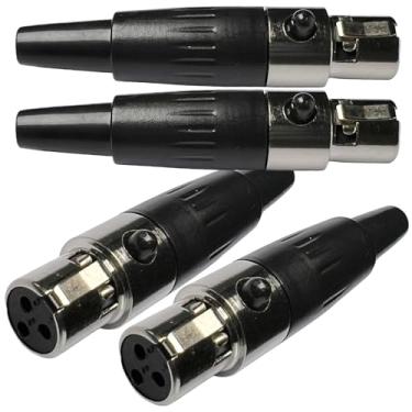Imagem de CESS Mini conector XLR de 3 pinos, adaptador de conector de cabo mini XLR de 3 pinos para dispositivos de áudio, pacote com 4