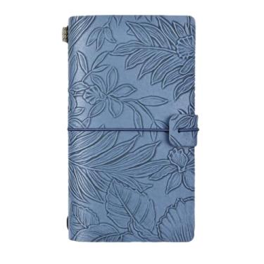 Imagem de Joucien A6 Caderno de Viagem Europeu Retrô Entalhe em Renda Alça Portátil Ledger-Skin Misty Blue-10,6 cm X 18,2 cm