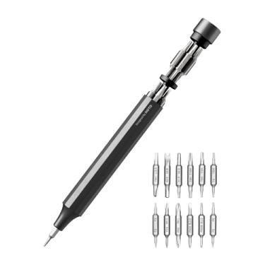 Imagem de HOTO Conjunto de mini chaves de fenda multibits 24 em 1, magnético, conjunto de chaves de fenda de precisão manual, caneta EDC para óculos, eletrônicos, relógios, telefones, laptops, câmeras, cinza