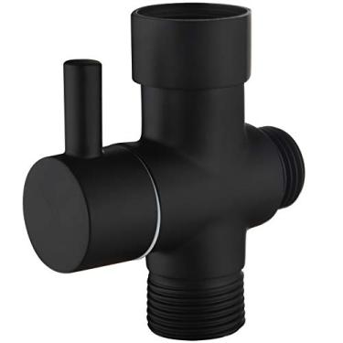 Imagem de CIENCIA Válvula T de 7/20.3 cm, válvula desviadora de vaso sanitário de 3 vias, adaptador de bidê T de latão com desligamento para pulverizador de vaso sanitário portátil, preto, DSF006B