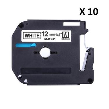 Imagem de Kit 10 Fitas Compatível Brother M-K231 Branca 12Mm - Geral