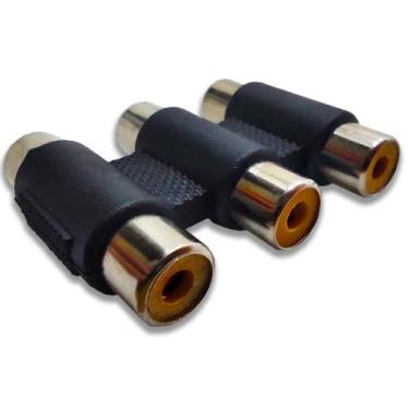Imagem de Emenda Rca X Rca Tripla Fêmea Extensor Cabo Video E Áudio - MXT