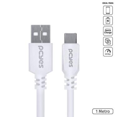 Imagem de Cabo para Celular USB a 2.0 para USB Tipo C 1 Metro Branco - PUACB-01 