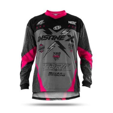 Imagem de Camiseta Camisa Motocross Trilha Adulto Pro Tork Insane X Alongada Con