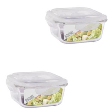 Imagem de Conjunto 2 Potes Hermetico Marmita Fit Anel Vedação 800 ml - Quality h