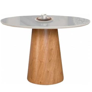 Imagem de Mesa de Jantar Cone Tampo Laqueado Com Vidro 108cm Facilita Decor, Off