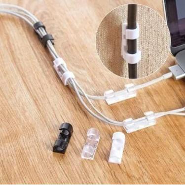 Imagem de Kit 40 Peças Organizador de Cabos e Fios Clipes Autoadesivo Branco - A