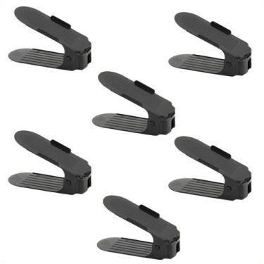 Imagem de Kit 6 Organizadores de Sapato Reforçado com Regulagem Preto - 123 orga