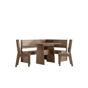 Imagem de Conjunto Mesa de Canto Alemão 2 cadeiras Afrodite Amendoa - Celta Móve