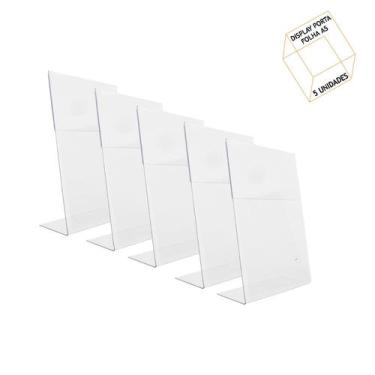 Imagem de Display A5 Porta Folha em L Acrílico 2mm 15 x 22 cm - KIT 5 UNID - Lm 