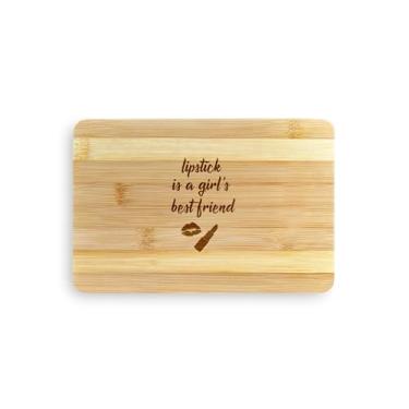 Imagem de Batom é uma tábua de corte de gato melhor amiga para meninas, tábua de corte de bambu, ideia de presente de inauguração de casa, aniversário, ideia de presente de Natal (grande (45 x 30 cm)