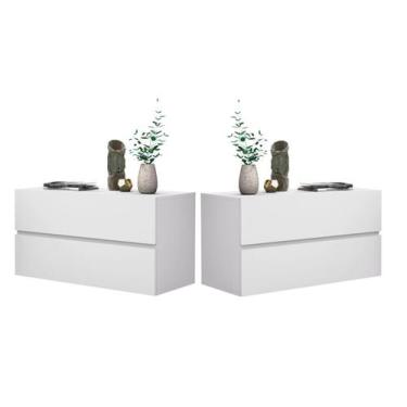 Imagem de Kit 2 Mesa de cabeceira com gaveta lateral de cama para quarto flutuan