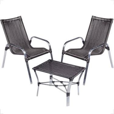 Imagem de Conjunto 2 Cadeiras e Mesa de Centro Alumínio Para Área Externa Fortal