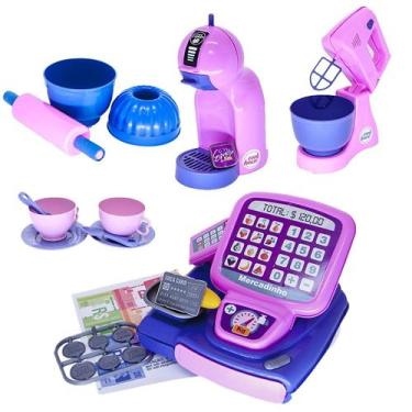 Imagem de Kit Cafeteria Expresso Cafeteira Bolo Brinquedo Forma  25pç - Altimar