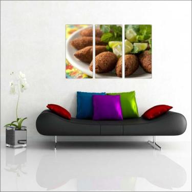 Imagem de Quadro Decorativo Salgados Quibe Padarias Gourmet Com 3 peças Com Mold