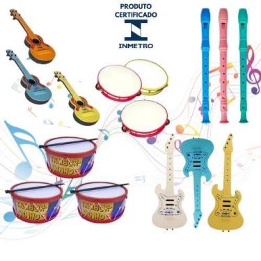 Imagem de Kit 15 Instrumentos Musicais Infantil Violão Tambor Flauta Guitarra Pa