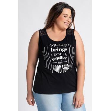 Imagem de Regata Feminina Plus Size Estampada Detalhe Renda Gota Costas - Serena