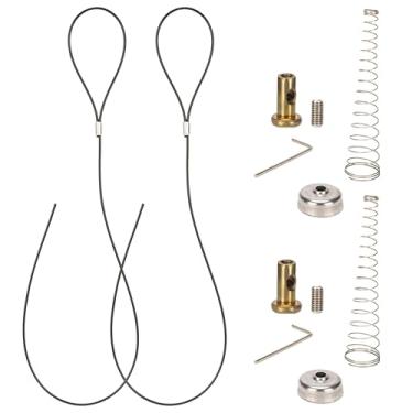 Imagem de Puxador de cabo de trinco de portão, kit de trava acionada por mola para portões de cerca de madeira, cordão de cabo ajustável de 5 cm a 15 cm, mola de aço inoxidável, pacote com 2