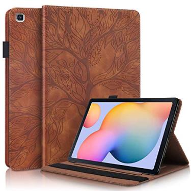 Imagem de Capa para Samsung Galaxy Tab S6 Lite 10,4 polegadas 2024 SM-P620/SM-P625, capa flip de couro PU com suporte de vários ângulos com slot para cartão e porta-lápis - marrom