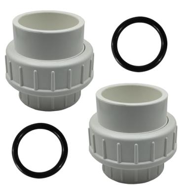 Imagem de 2 peças de encaixe de tubulação de união de PVC, adaptador de acoplamento de união deslizante de 5 cm, conjunto de acessórios de acoplamento de PVC com conexão de porta de soquete deslizante, para