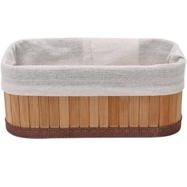 Imagem de Cesto Organizador de Bambu Forrado Pequeno Médio Grande - Decora, M