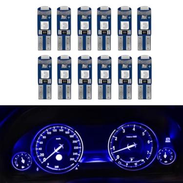 Imagem de PACLVIO Lâmpadas LED T5 de 12 peças, luzes interiores automotivas, lâmpada 3SMD 3030 de alta luminosidade, lâmpada LED 74 73 37 2721 12 volts para painel de painel de medidor de carro, indicador de