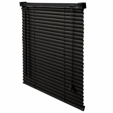 Imagem de Persiana Horizontal PVC Preta 60 (L) x 80 (A) Lâminas Resistentes Flexíveis C/ Kit de I...