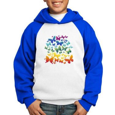 Imagem de Moletom Infantil Borboletas Coloridas - Foca na Moda, Branco, Azul, 4