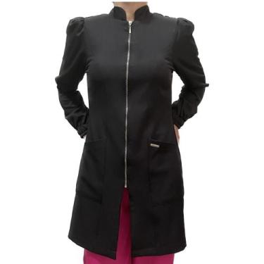 Imagem de Jaleco Acinturado Feminino Manga Longa Bufante Biah - Jaleco Art, Pret