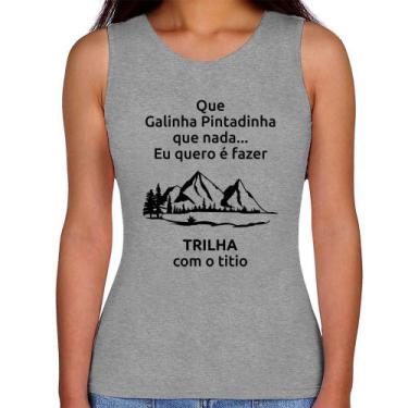 Imagem de Regata Feminina Trilha com o titio Trekking - Foca na Moda, Cinza, GGG