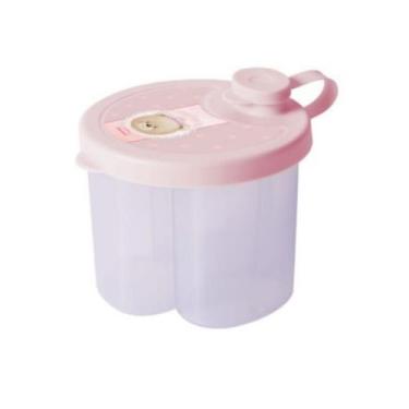 Imagem de Dosador Porta Leite em Pó com Divisória Rosa Azul Plasútil, Rosa Ursa