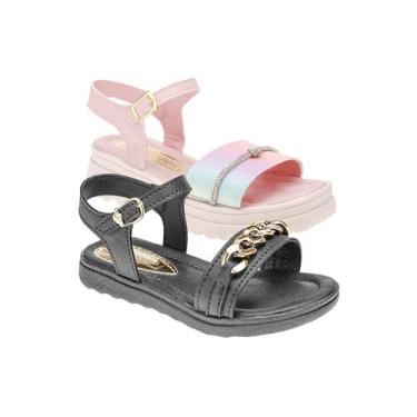 Imagem de Sandalia Infantil Plataforma Salto Alto  - KIT 2 PARES Tam 28 ao 34 - 