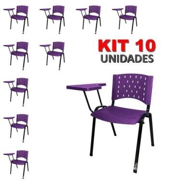 Imagem de Cadeira Universitária Plástica Roxa 10 Unidades Prancheta Plástica - U