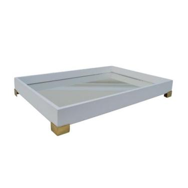 Imagem de Bandeja Branca Luxo Dourado Decor Bancada Lavabo Multi B086 - Ciranda 