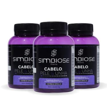 Imagem de 3x Cabelo, Pele e Unha 60 cápsulas (180 cápsulas no total) - Simbiose 