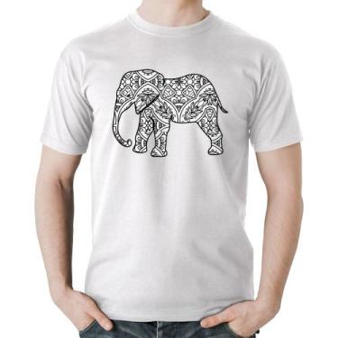 Imagem de Camiseta Algodão Elefante Mandala - Foca na Moda, Branco, M
