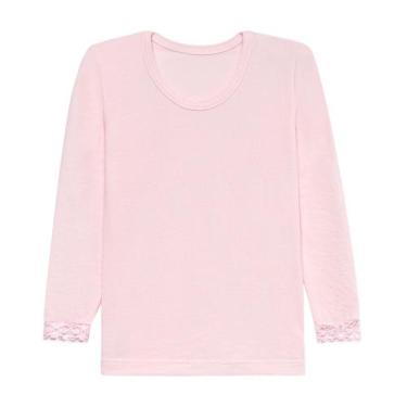Imagem de Blusa segunda pele infantil  com renda no punho  - Ege Baby, Rosa, 6