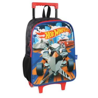 Imagem de Mochila De Rodinhas Escolar Menino Bolsa Carrinho Hot Wheels - Luxcel,
