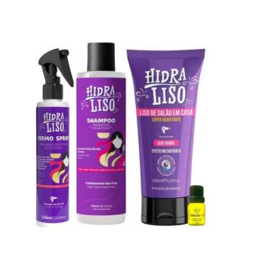Imagem de Kit Progressiva Hidra Liso Shampoo Spray Capilar 4 Itens - Hidraliso