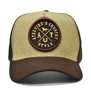 Imagem de Boné Trucker Telinha Brasão Agro Atrevidu's Country Style, Marrom, Beg