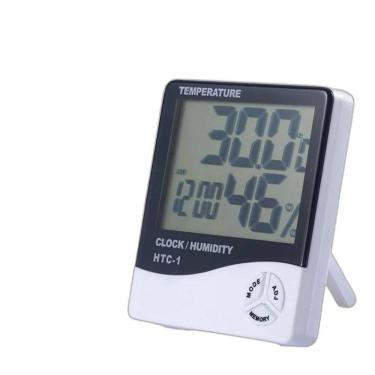 Imagem de Medidor Umidade Higrômetro Digital Temperatura Relógio Termo