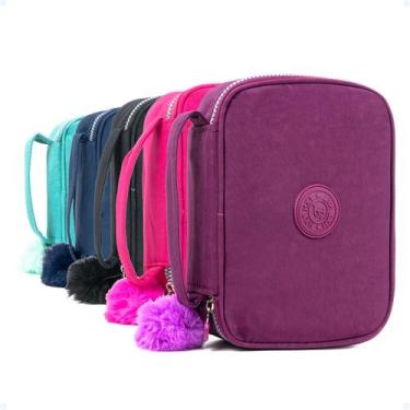 Imagem de Estojo Box Organizador Escola Feminino Bolsinha Lápis Pompom - Hxt, Ro